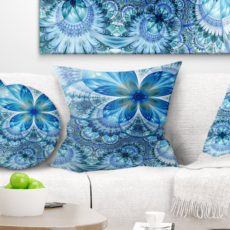 Oreiller à motif floral fractal, 18 po x 18 po, Coussin décoratif
