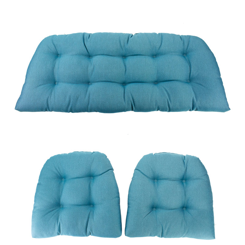 Ensemble de coussins 3 pièces, Polyester bleu / polyester bleu