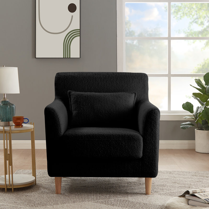 Fauteuil de 31,88 po Erminia, Laine noire