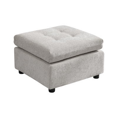 Chenille Tufted Ottoman - Square Accent Stool
