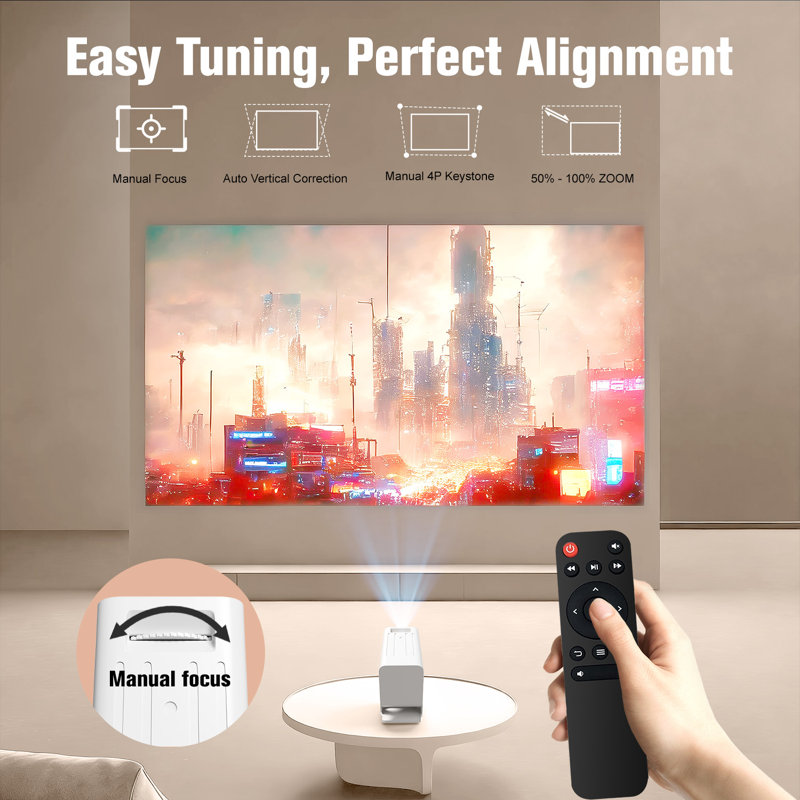 Mini projecteur portable, natif 1 080P avec 4K pris en charge, WiFi 6 et BT 5,0