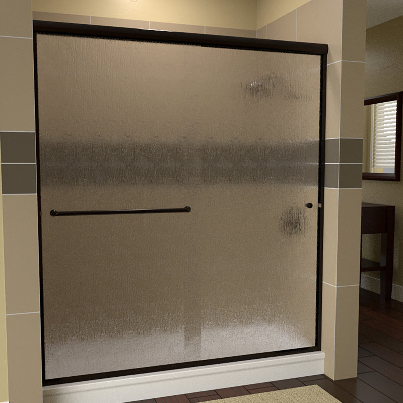 Ese - W x 80.375'' H Bypass Door Semi-Frameless Shower Door with, Anodized Oil Rubbed Bronze, Right Opening