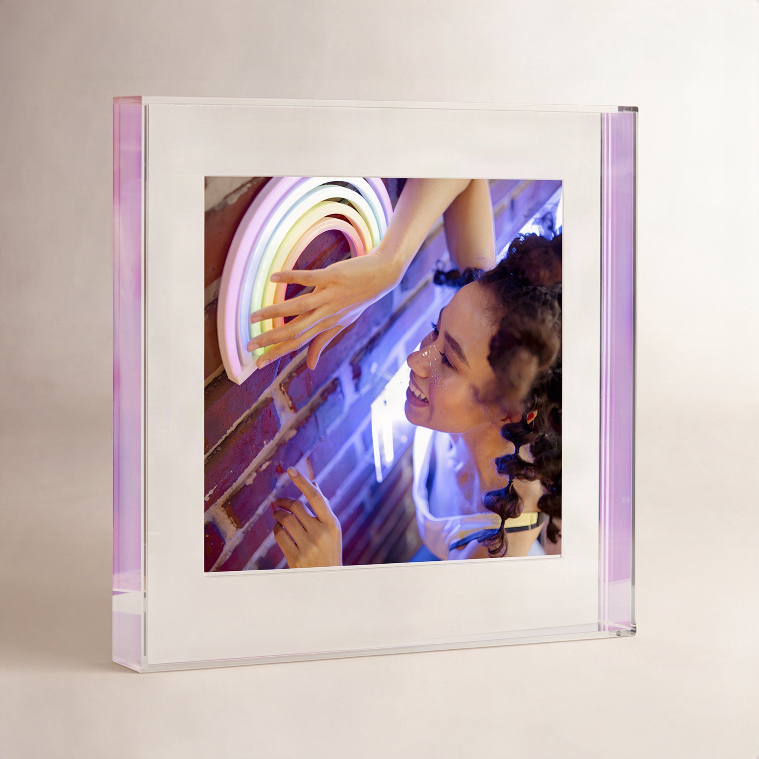 Acrylic Picture Frame, Rainbow Iridescent, 8" x 8"