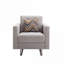 Fauteuil neutre en lin beige par pour salon, siège d'appoint capitonné avec coussin décoratif