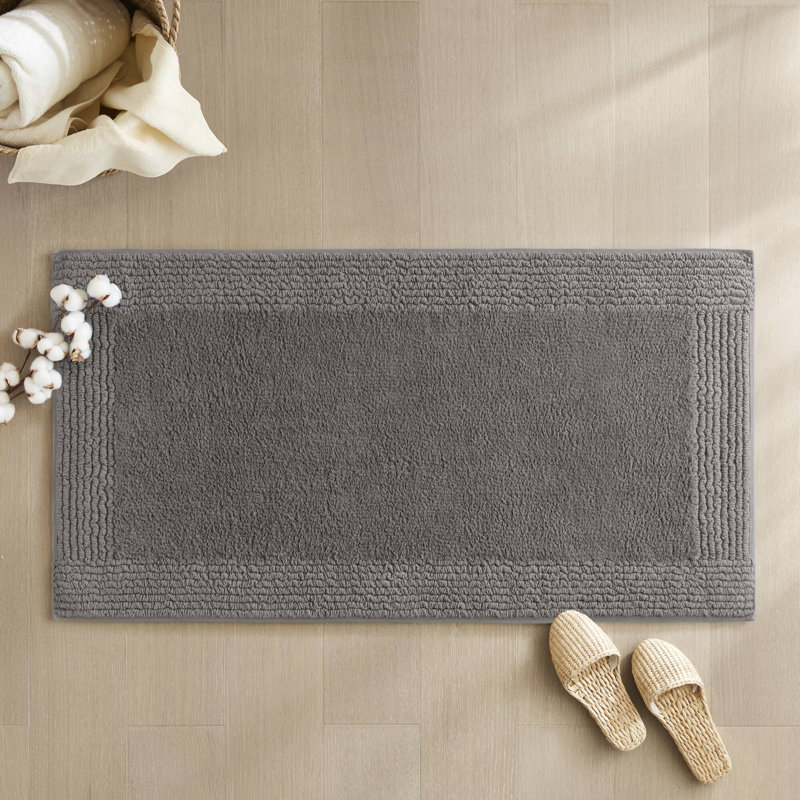 Splendor Charcoal 100% Cotton Tufted 3000 GSM Reversible 24x44'' Bath Rug, Charcoal, 24" W x 44" L