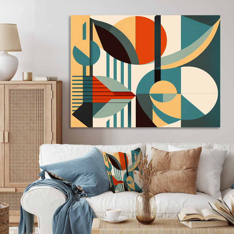 «Midcentury Graphic Composition In Retro Colors», reproduction sur toile, Toile tendue, H 16 po x l 32 po
