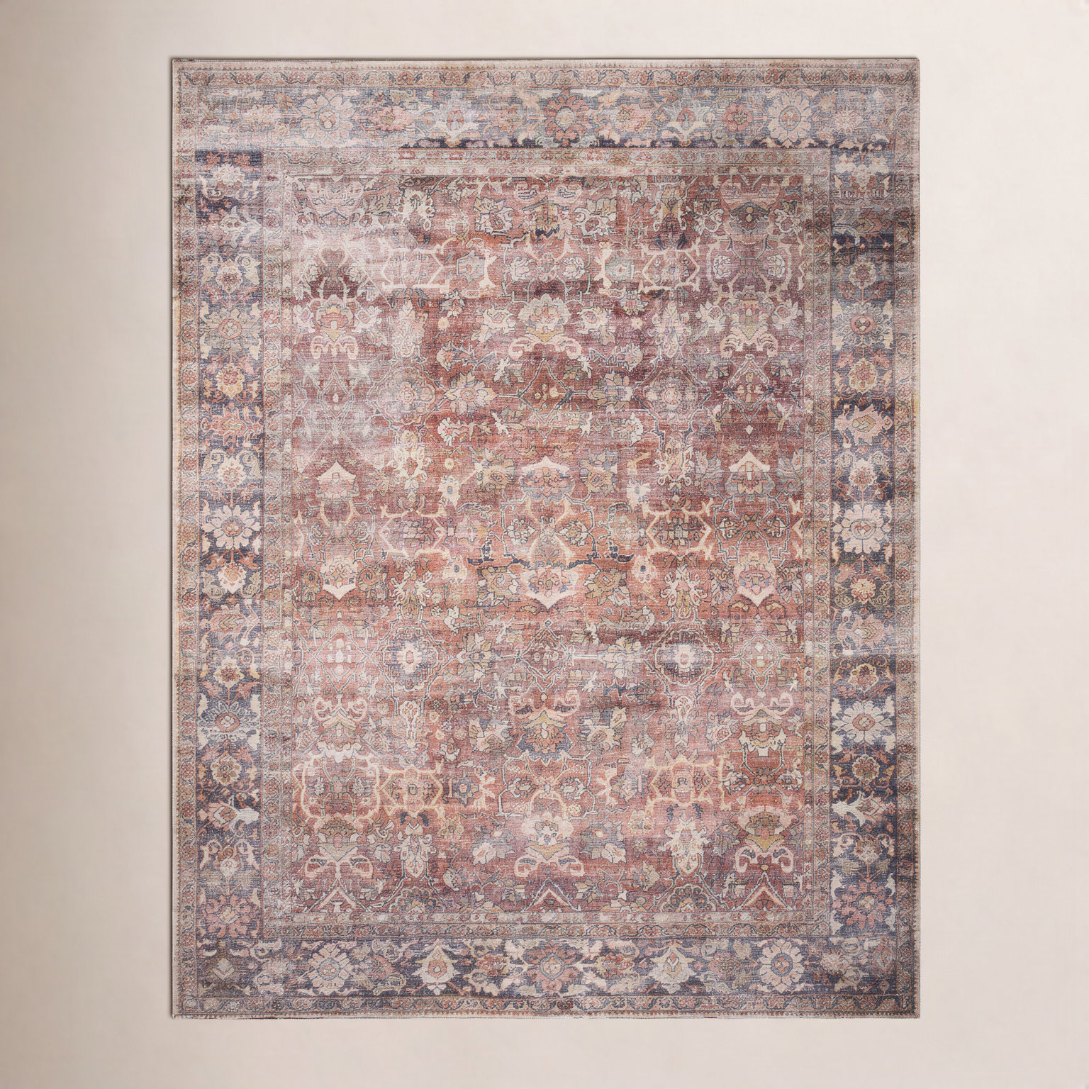 Portman Spice Orange Blue Oriental Rug, Rectangle 3'6" x 5'6"