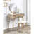 Maly Contemporary Wood Vanity And Stool Set, Pink-1593388264