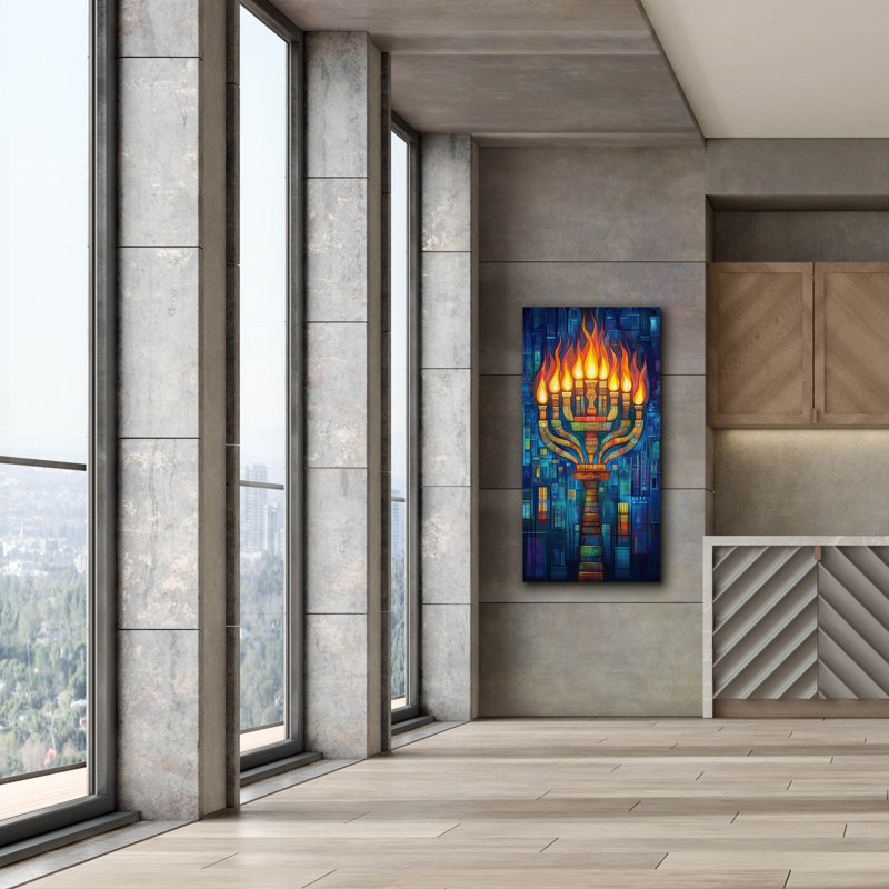  «Hanukkah Menorah» par Rich Monet, art mural sur toile, 30 po x 60 po