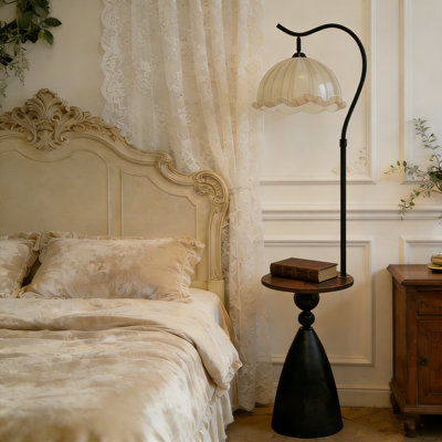 60'' Tray Table floor lamp, Fabric lampshade & Wooden pallet