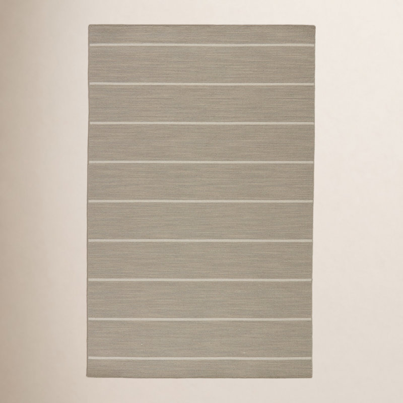 Tapis brun / gris clair en laine tissé à plat à la main Creekmont, Rectangle 9 pi x 12 pi