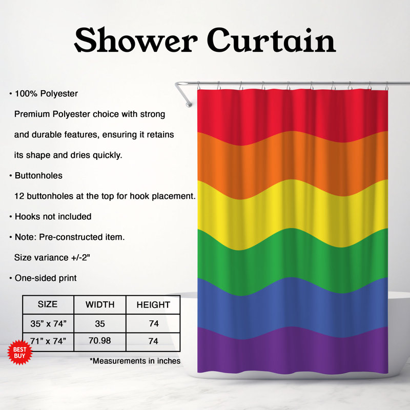 Rideau de douche Groovy Print - Premium, H 74 po x l 71 po
