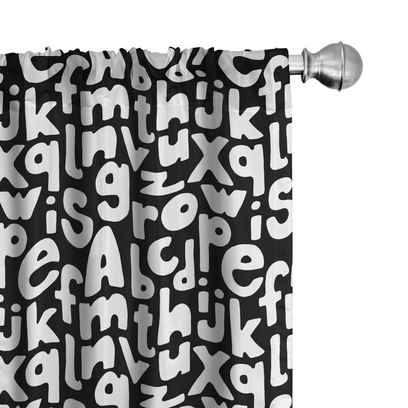 Letters Semi-Sheer Rod Pocket Curtain Panels, 28" x 84"