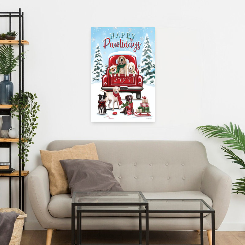 Happy Pawlidays Dogs 1 Piece Wrapped Canvas Wall Art, 60.96cm H x 40.64cm W