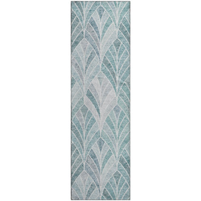 Premium Machine Washable Prisco Aqua Rug