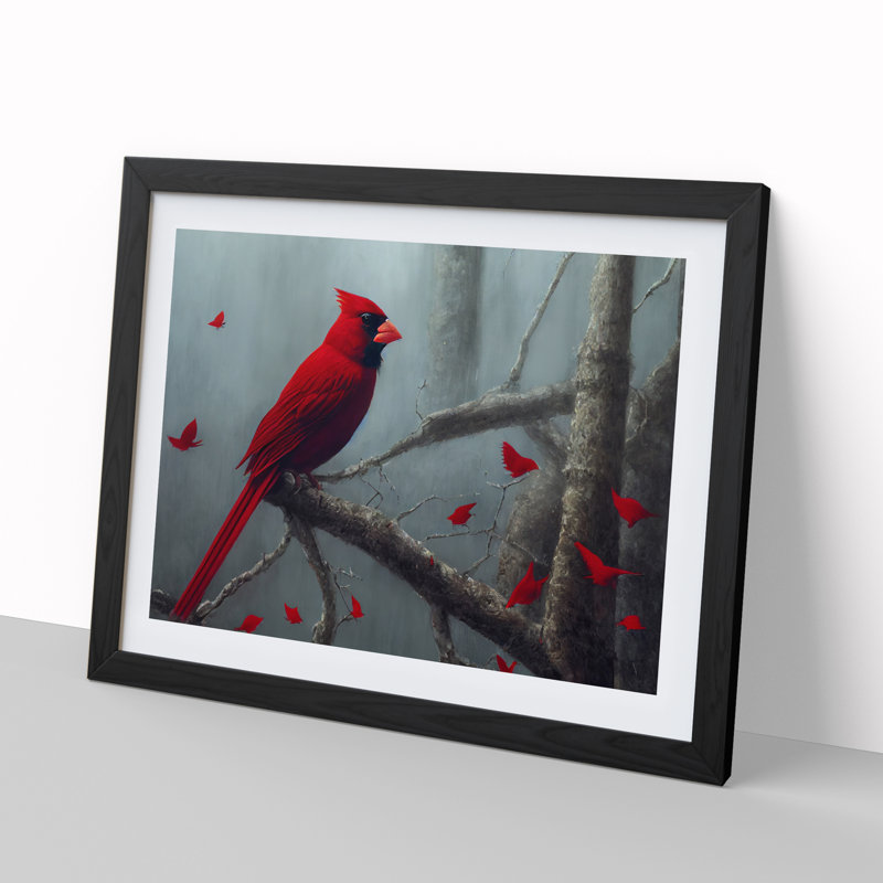 Cardinal Bird Vol.7 - Single Picture Frame Print, Black Framed, 46cm H x 64cm W x 2cm D