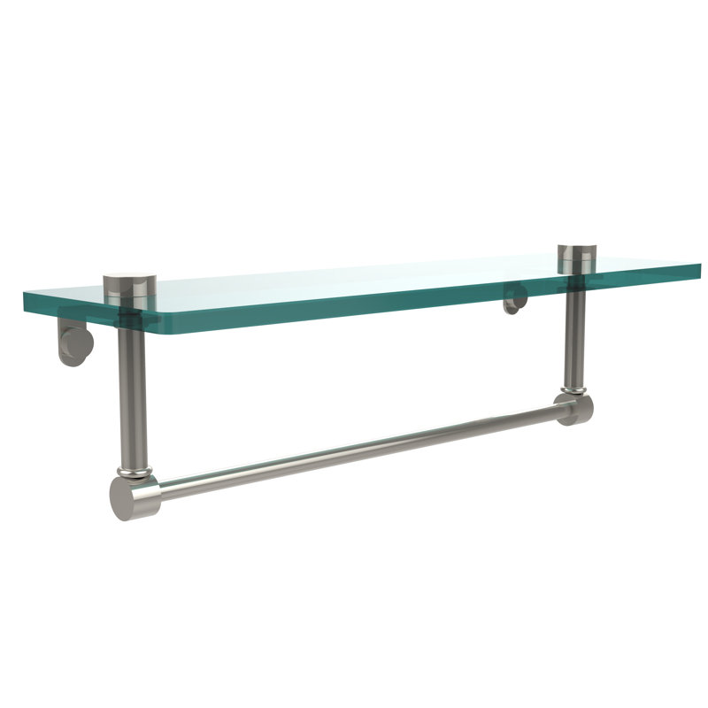Gober Bracket Shelf with Towel Bar, 16", Polished Nickel
