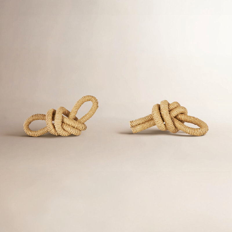 Toscani Paper Woven Knot Decorative Brown Sculpture Set