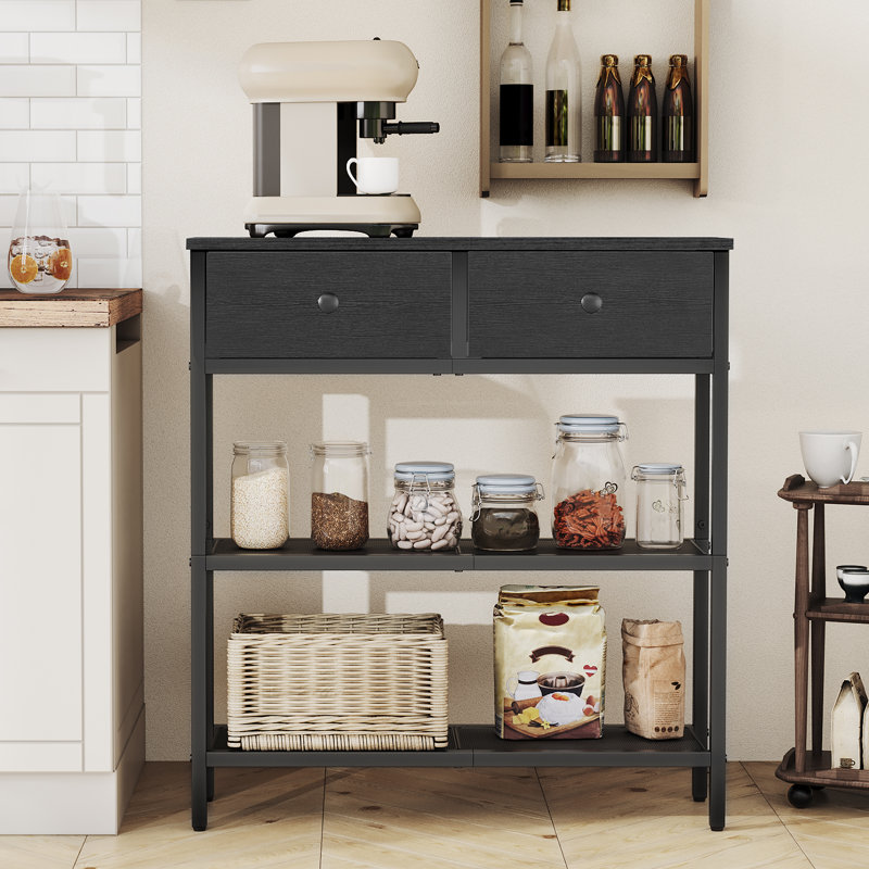 Petite console 29,5 "avec tiroirs et tablettes, Noir