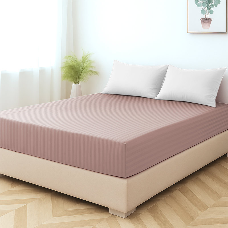 Shaneca Microfiber Striped Fitted Sheet - Ultra-Soft, Fade-Resistant, Deep Pocket Fit, Single (3'), Pink