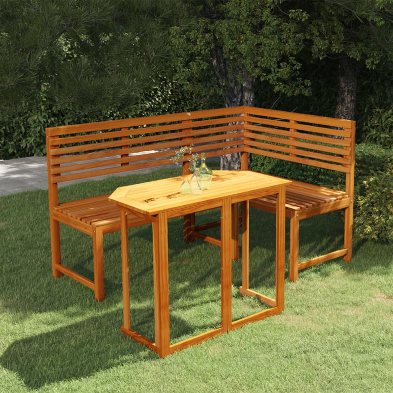  Bistro Set Brown Solid Acacia Wood