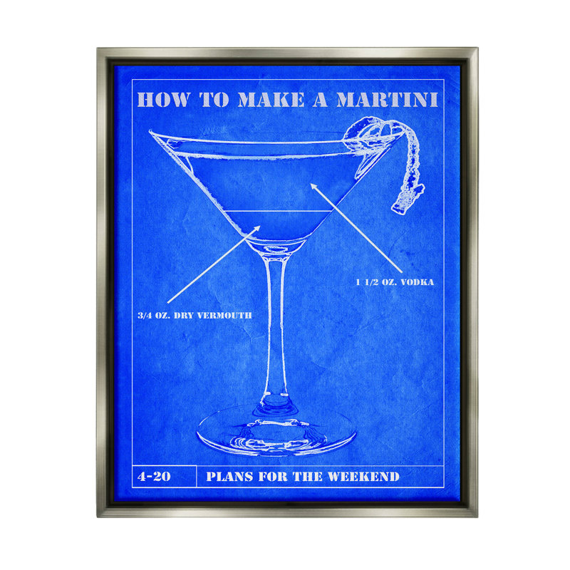 Comment faire un dessin de martini, estampe numérique par Marcus Jules, Cadre flottant gris lustré