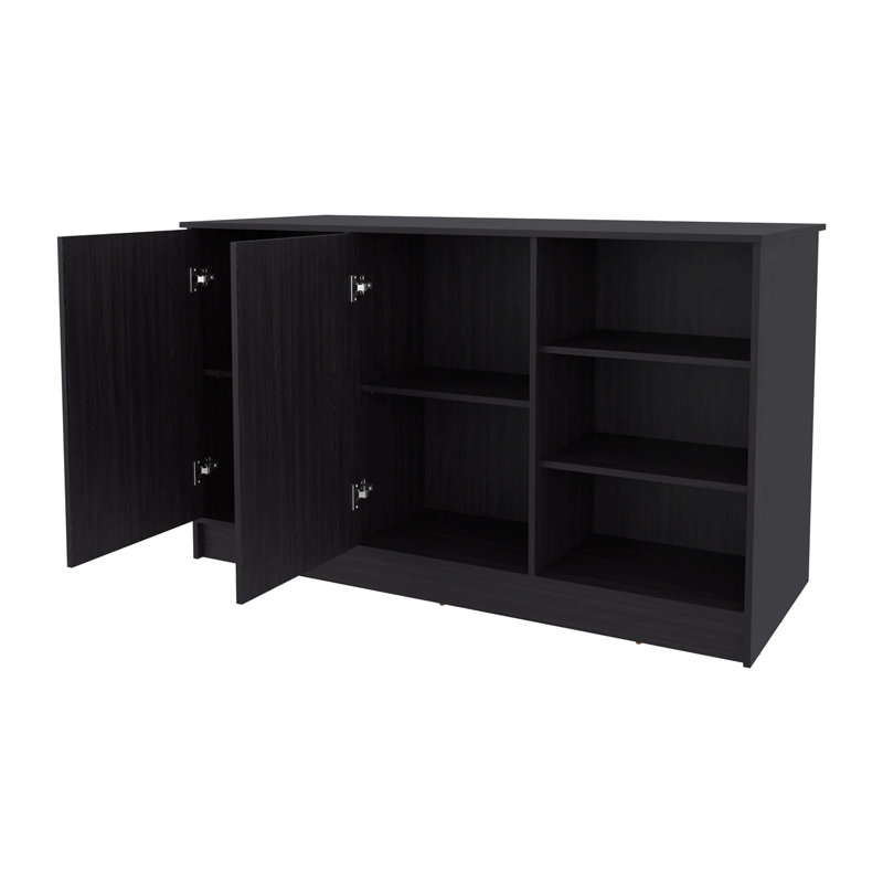 Wengue Kitchen Island With 2-Door And Open Storage