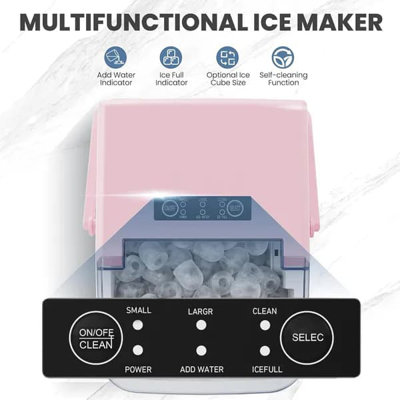 Countertop Ice Maker with Handle, 26lbs/24H Portable Ice Machine, 9 Bullet Ice Cubes Ready in 6 Mins, Self-Cleaning, Quiet Compact Ice Maker for Home, Kitchen, RV, Camping