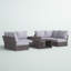 Ensemble de conversation en osier pour 4 personnes avec coussins Annica