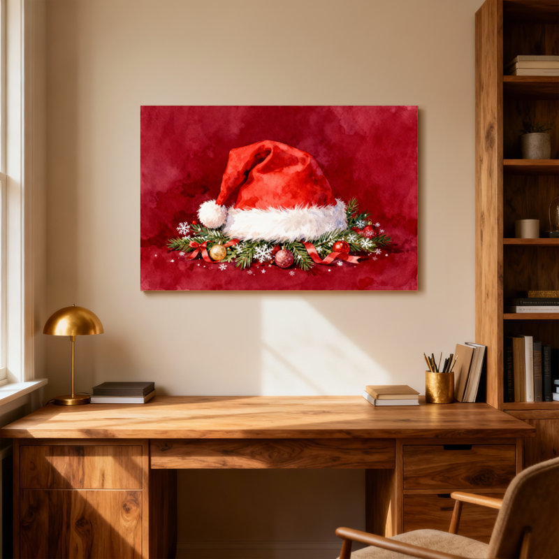 Chapeau de Noël avec flocons de neige et branches de pin, H 16 po x l 24 po