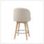 Élégant tabouret de comptoir pivotant à 360 degrés avec dossier capitonné et pieds en bois récupéré, parfait pour les salles à manger modernes.