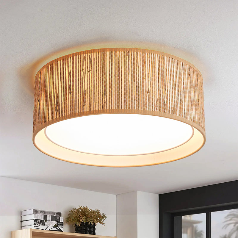 Kayro 15.7 in. 3-Light Fabric Indoor Flush Mount Ceiling Light