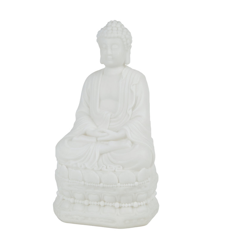 5.5x4.7x11.8" White Sitting Buddha Figure