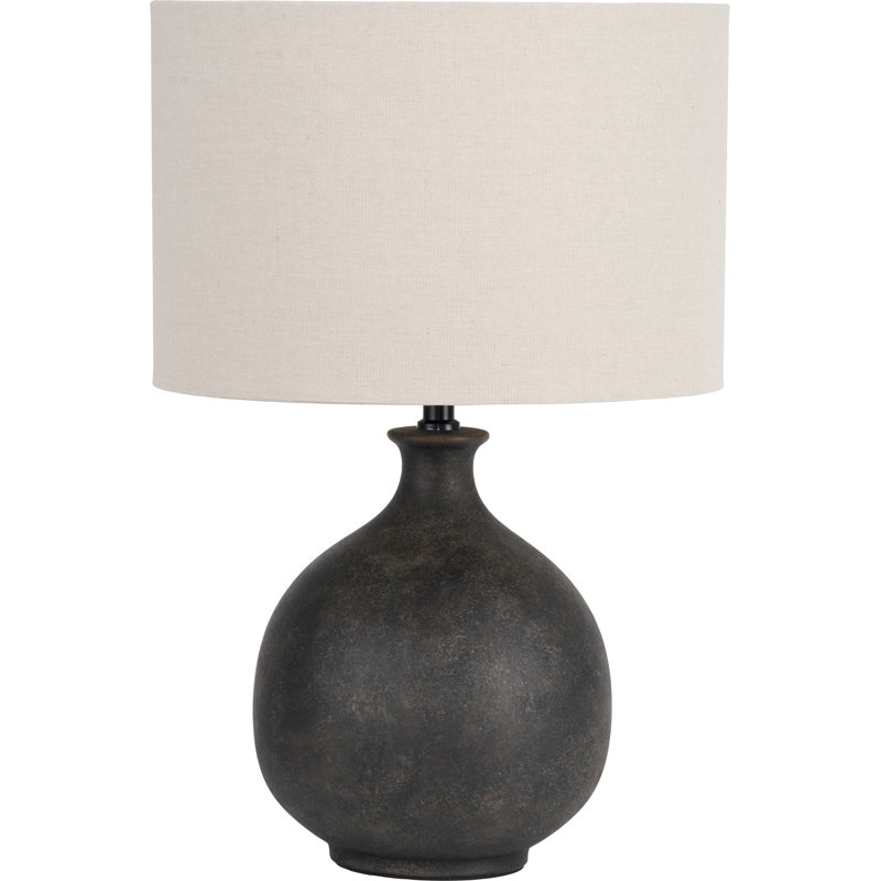 Kovu Matt Bronzed Cylinder Ceramic Table Lamp, 46cm H 27cm W 27cm D