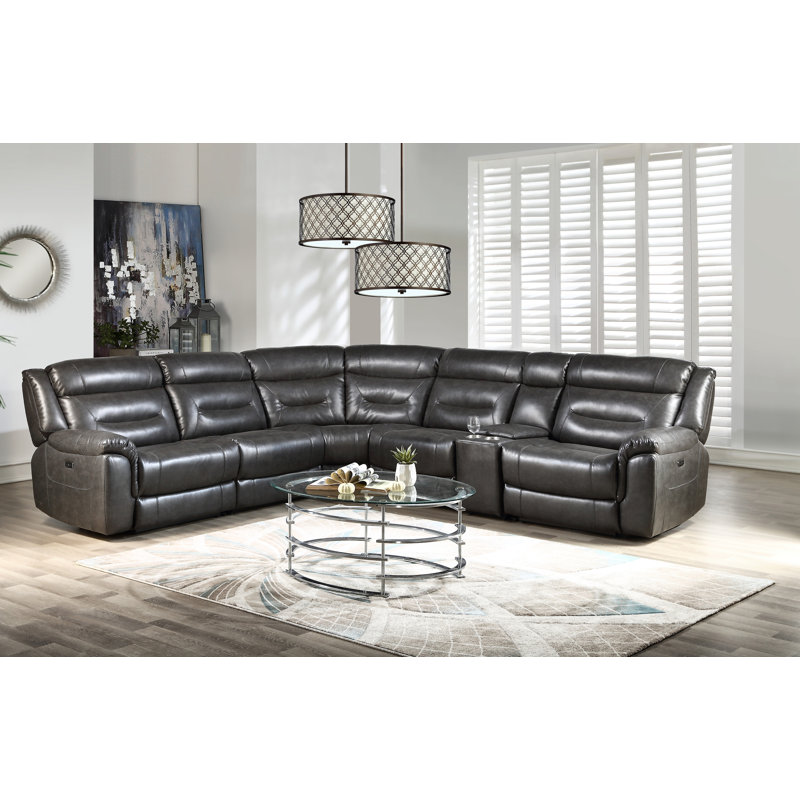 Canapé modulaire inclinable symétrique en similicuir de 106 po de largeur