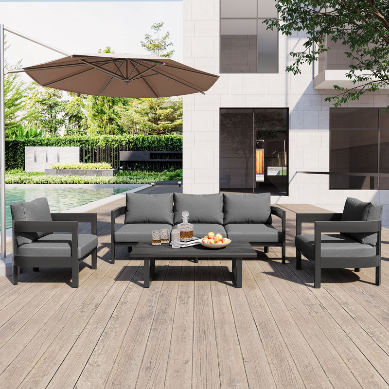 Ensemble de canapé d'extérieur moderne avec table, ensemble de mobilier de patio multi-personnes pour jardin, cour et balcons