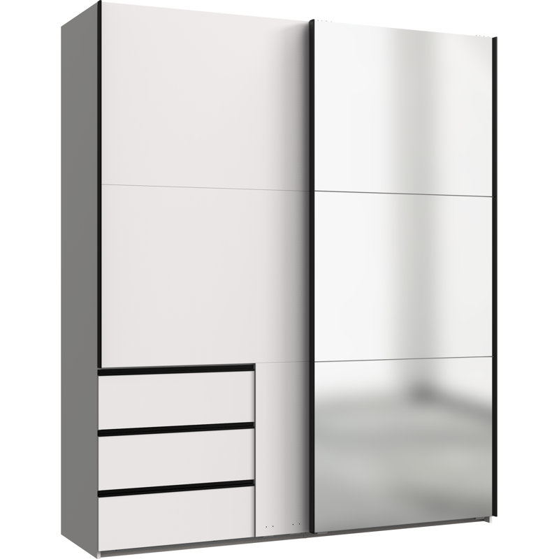 Guardino 2 Door Wardrobe, White, 236cm H x 200cm W x 65cm D