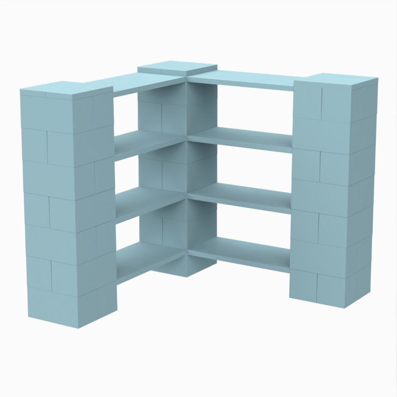 Étagère de coin à 4 niveaux, Bleu clair