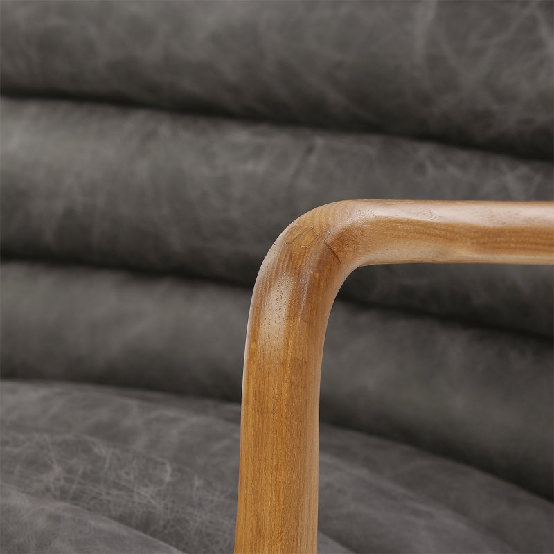 Dallas Genuine Leather Armchair, Antique Ebony