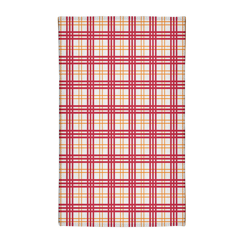 Tapis rouge / blanc à carreaux, Rectangle 5 pi x 7 pi
