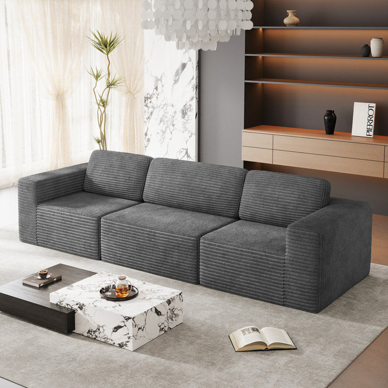 3 Seater Corduroy Sofa, Grey