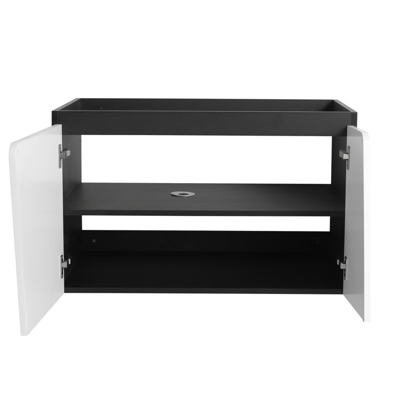 Meuble-lavabo moderne 32 po, option de fermeture en douceur, meuble-lavabo blanc + noir 32 po, fixation murale, mécanisme, tactile, etc.