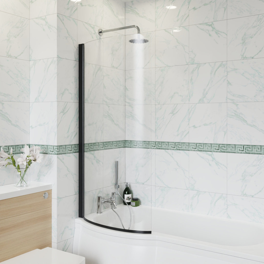Bruyere 1400mm H P Shape Bath Screen with Clear Glass
