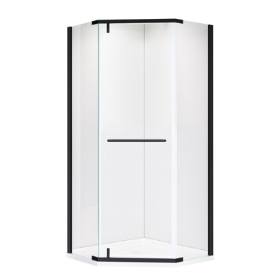 Bathroom Pivot Shower Door Of 1/4"  6Mm  Tempered Glass, 36*36*72 Inch Size, Matte Black Look, Prevents Water Seepage And Improves Space, Installation Components Included, Oxidation - Material Using
