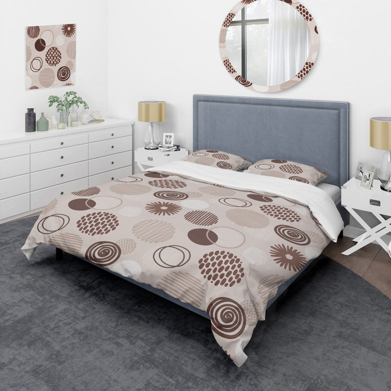 Brown Circle Dots Abstract Duvet Cover