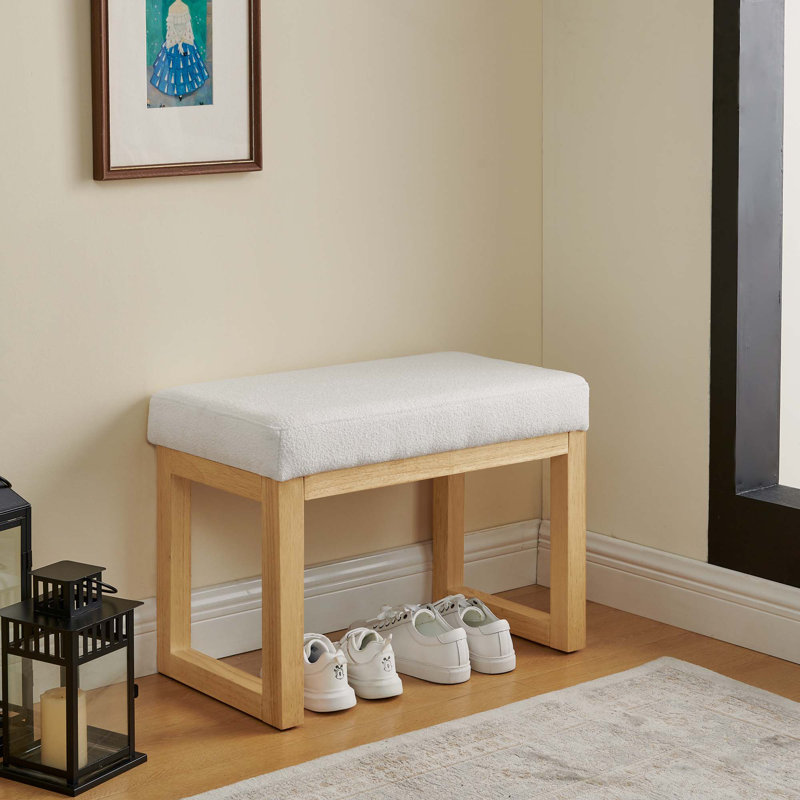 Banc à langer en bois avec assise rembourrée pour un siège confortable et un rangement polyvalent, facile à assembler, Beige