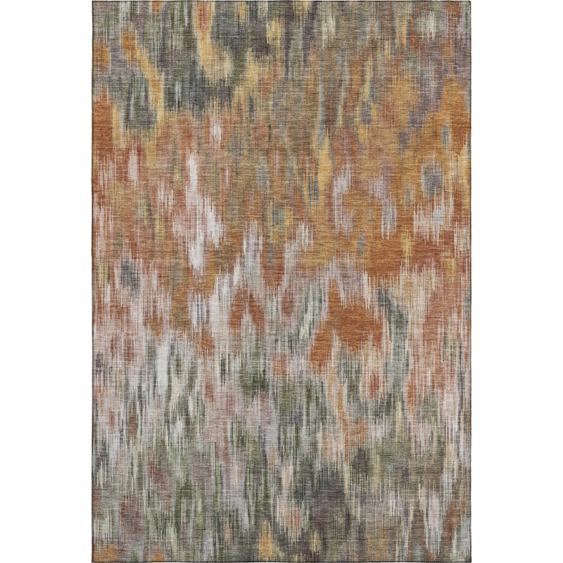 Premium Machine Washable Mayfield AMF2129 abstract Rug, Terracotta, 5' x 7'6"