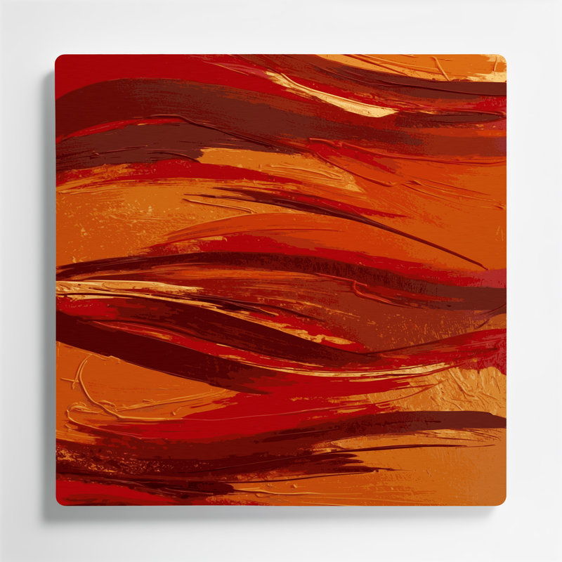 Paysage abstrait, art mural en métal rouge 8, H 12 po x l 12 po
