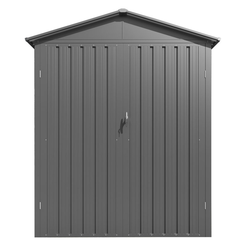 10 pi. L 5,5 pi. D Remise en métal avec fenêtre, rails et accessoires, aciers d'extérieur pour motos en gris (53 pieds carrés)