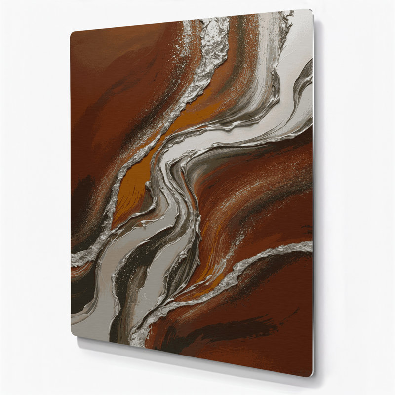 Abstrait couleur champ 80, art mural en métal brun, H 16 po x l 20 po